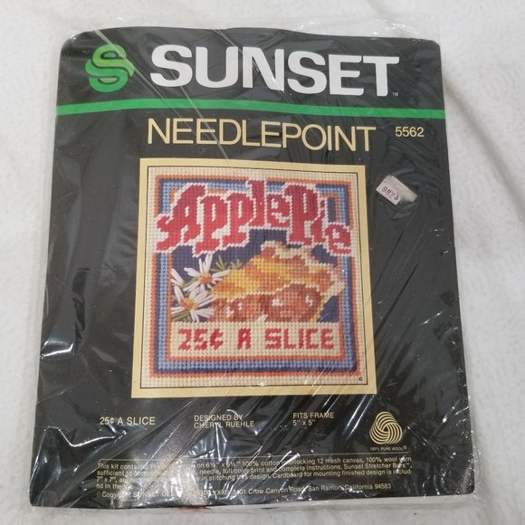 Sunset Needle Point Kit 5562 25 Slice Apple Pie Cheryl Ruehle Fall Autumn NEW - Picture 2 of 7